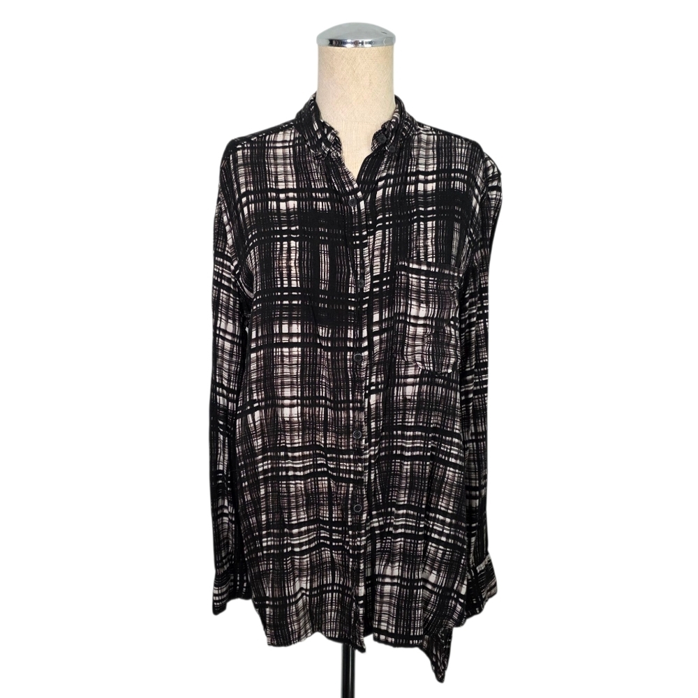 Wilfred Black and White Plaid Button Down Shirt